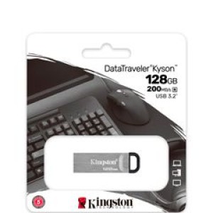 Memoria Flash USB Kingston DataTraveler Kyson 128GB, USB 3.2 Gen 1, Color Plata.