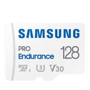 Memoria Flash Samsung PRO Endurance + Adapter microSDXC 128GB, UHS-I, U3, Class10 Velocidad de lectura de hasta 100MB/s / Velocidad de escritura de hasta 40MB/s