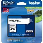 CINTA BROTHER TZE241 BLACK ON WHITE 3/4" X 8 MTS  (18MM)