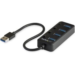 StarTech.com Hub USB 3.0 de 4 Puertos - Ladrón USB de 4 Puertos USB-A con Interruptores Individuales de Encendido/Apagado - Hub
