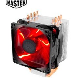 Fan Cooler Master Hyper H410R, Laminas de aluminio y tubos de cobre, CDC 2.0, 12VDC, Rojo. Compatible con:  Intel: LGA 1151 / 1150 / 1155 / 1156 / 775  AMD: AM4 / AM3+ / AM3 / AM2+ / AM2 / FM