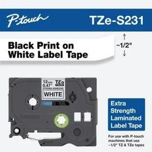 CINTA BROTHER TZES231 BLACK ON WHITE  INDUSTRIAL 1/2" (12 MM)